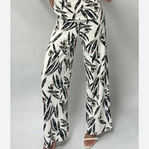 Zara NWT printed wide leg pique pants 3644/630